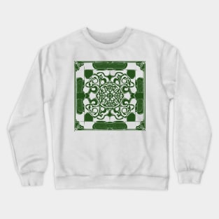 Dark Green and White Aesthetic Floral Pattern Crewneck Sweatshirt